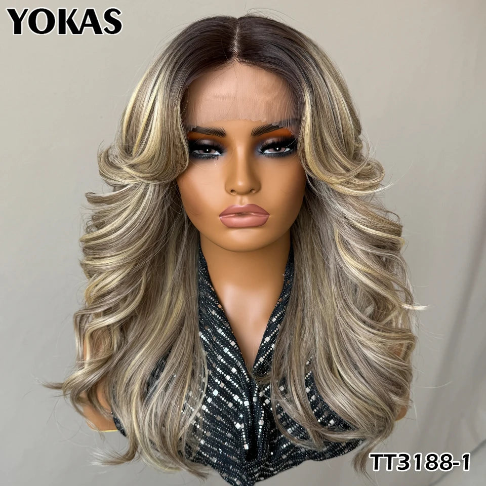 18" Body Wave T-Part Synthetic Lace Front Wig with Baby Hair – Heat Resistant