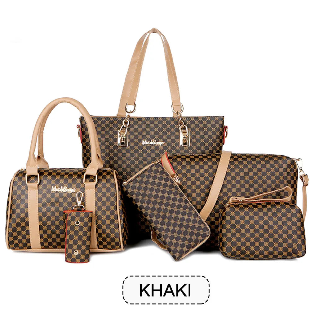 6-Piece Minimalist Floral Tote & Crossbody Set - Large Capacity Fashion Handbags