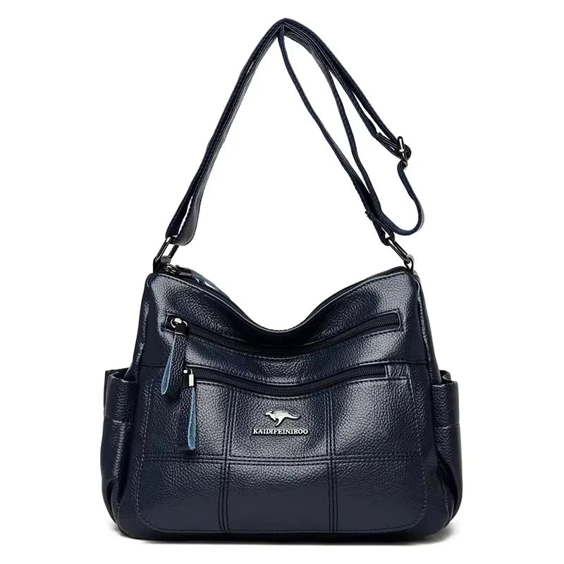 Versatile Large Capacity Shoulder Bag - Soft Leather Fashion Print Crossbody Bag for Leisure & Work
