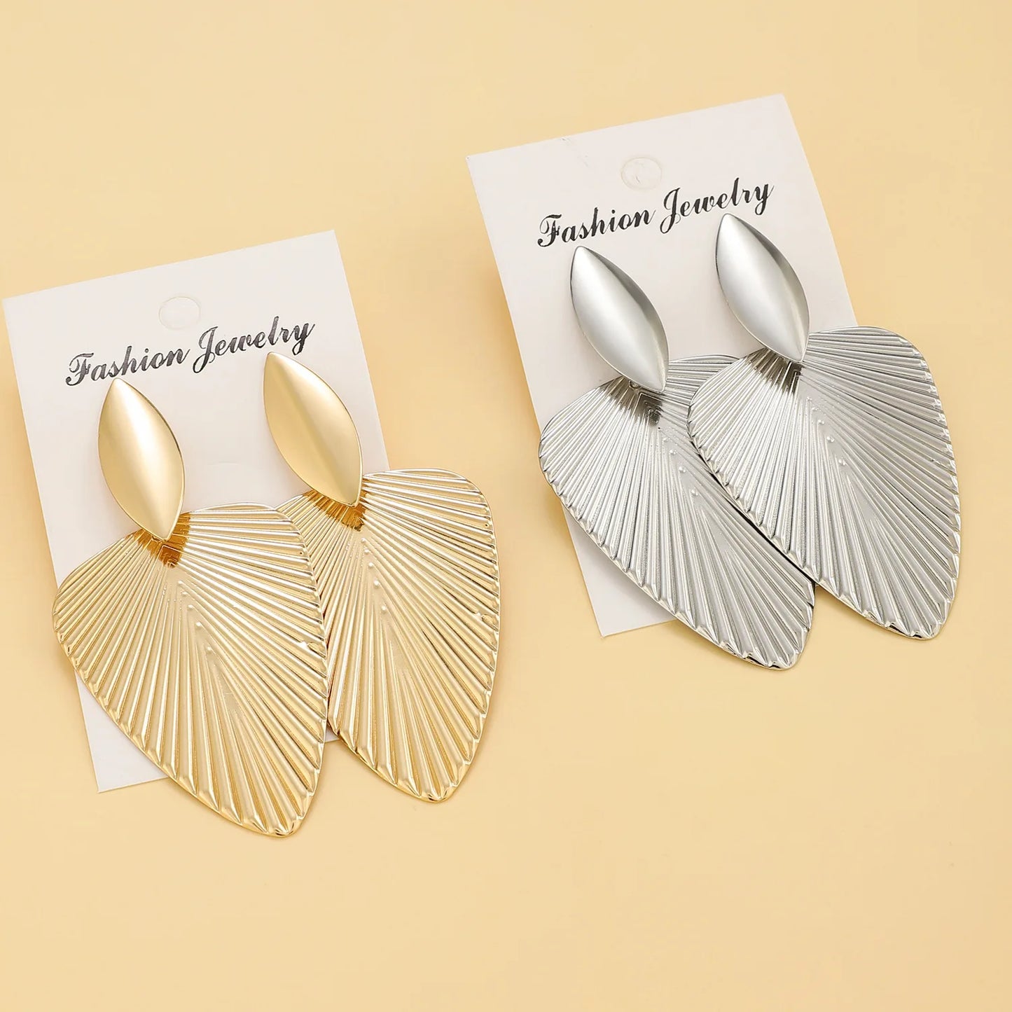 Aurelia" Textured Metal Leaf Drop Earrings