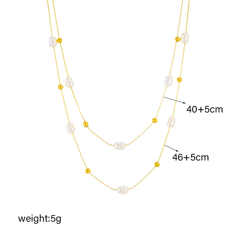 Double-Layer Pearl Choker –316L Stainless Steel Necklace
