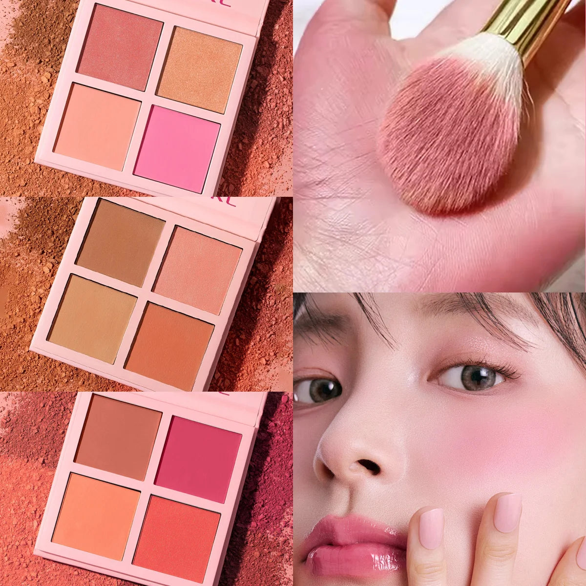 Soft Fog Matte Powder Blush Palette | Low-Saturation 4-Color Blusher for a Radiant Finish