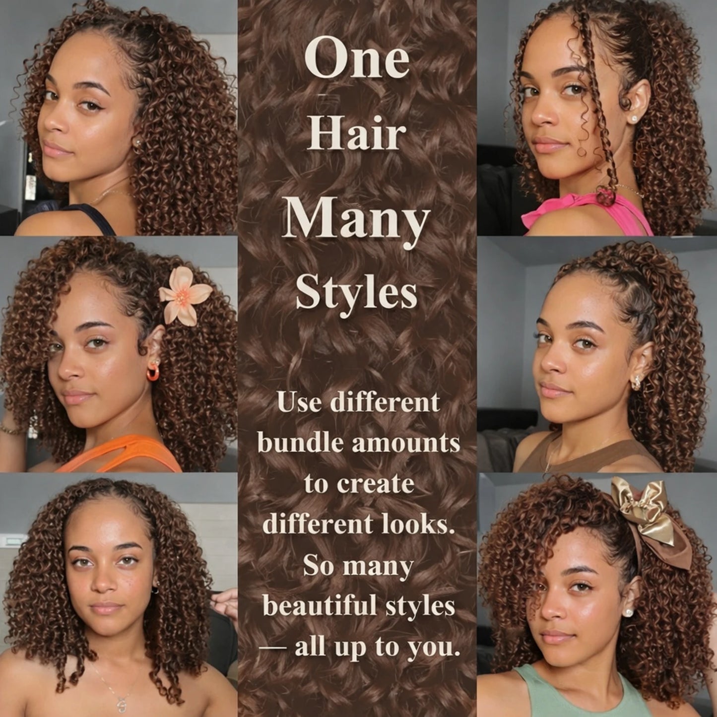 Burmese Water Wave Human Hair for Braiding - Brown Pre-Separated Deep Curly Hair for Invisible Boho Braids