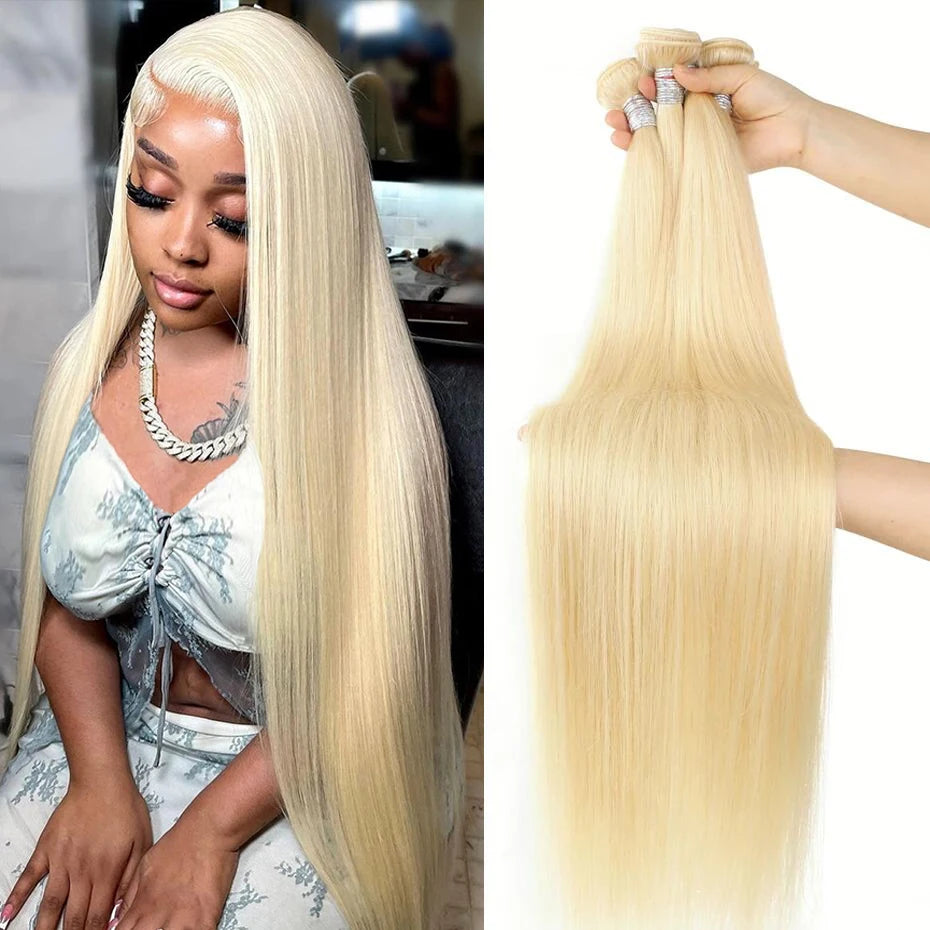Brazilian 613 Blonde Straight Bundles (1/3/4 Bundle Deals) – 100% Remy Human Hair, 30-40 Inch lengths