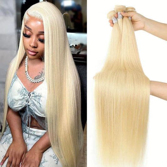 Brazilian 613 Blonde Straight Bundles (1/3/4 Bundle Deals) – 100% Remy Human Hair, 30-40 Inch lengths