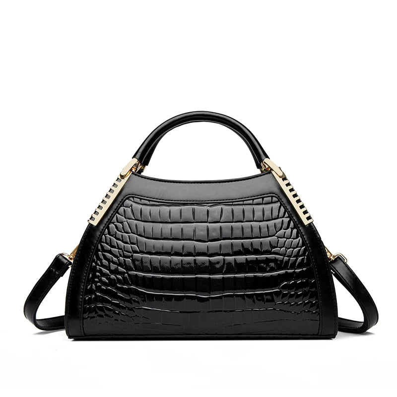 Luxury Alligator Embossed Patent Leather Shoulder & Crossbody Bag