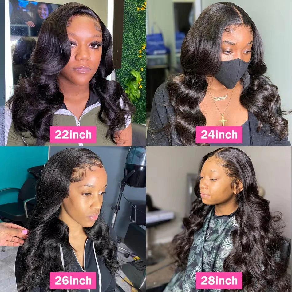 Long Deep Wave Human Hair Wig - 13x6 HD Lace Frontal (30-40 Inch) - Natural Black