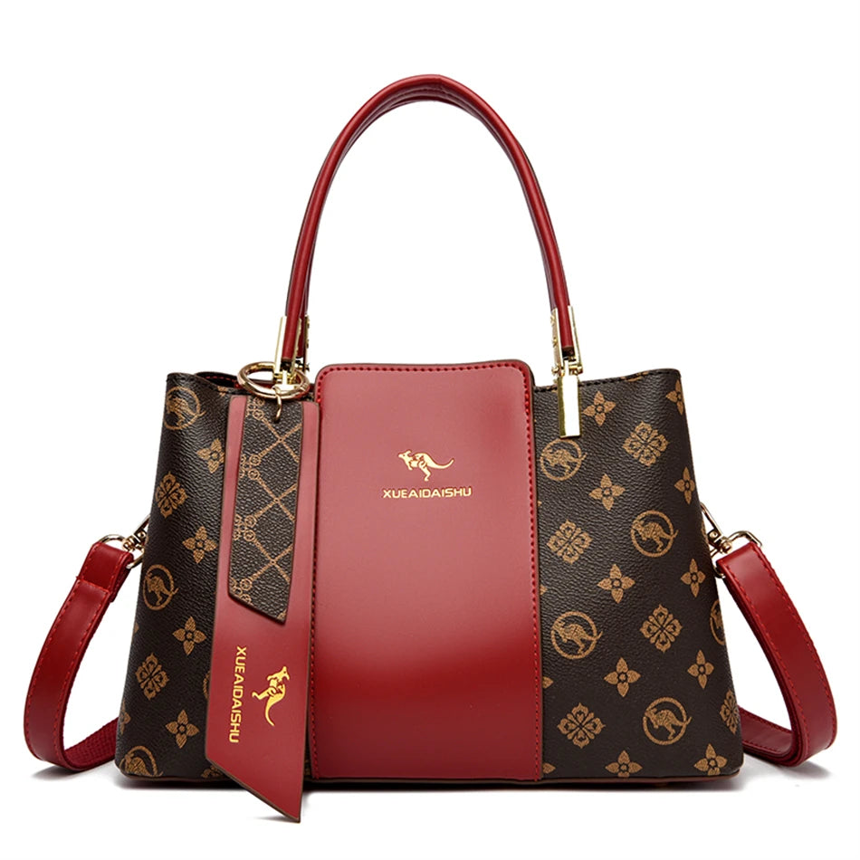 Versatile Large Capacity Shoulder Bag - Soft Leather Fashion Print Crossbody Bag for Leisure & Work
