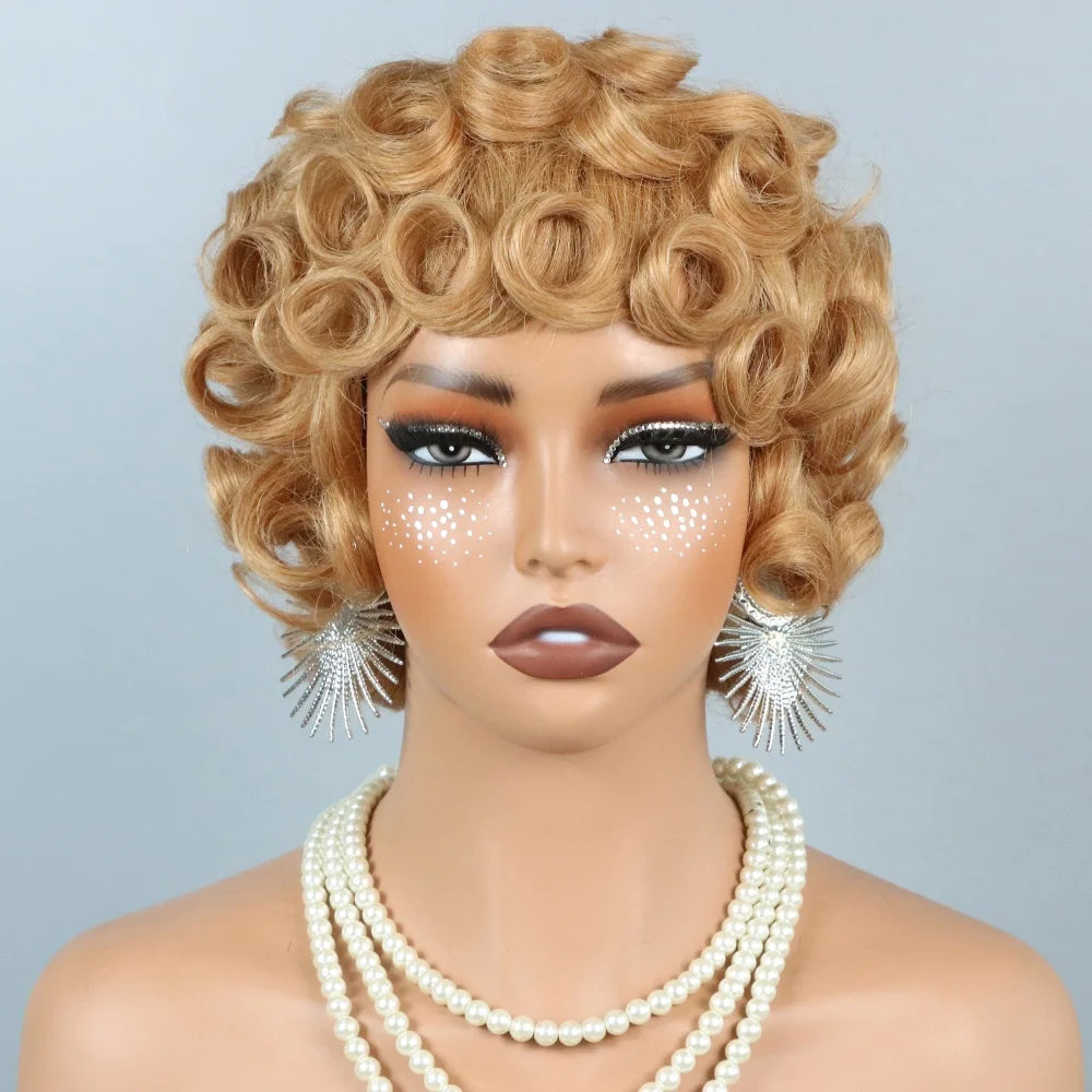 Short Curly Pixie Cut Human Hair Wig for Women - Brazilian Remy #27