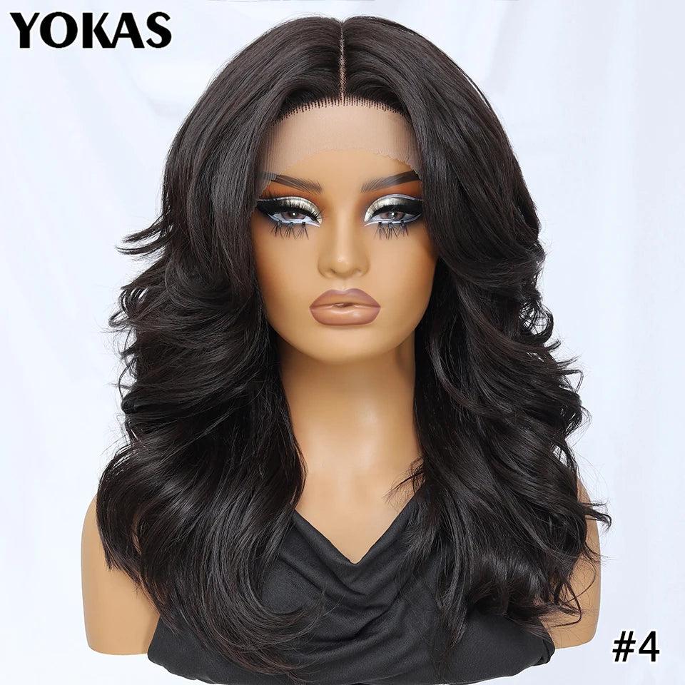 18" Body Wave T-Part Synthetic Lace Front Wig with Baby Hair – Heat Resistant