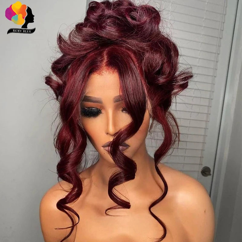 Burgundy 99J Body Wave Lace Frontal Wig – 13x6 HD Lace Human Hair