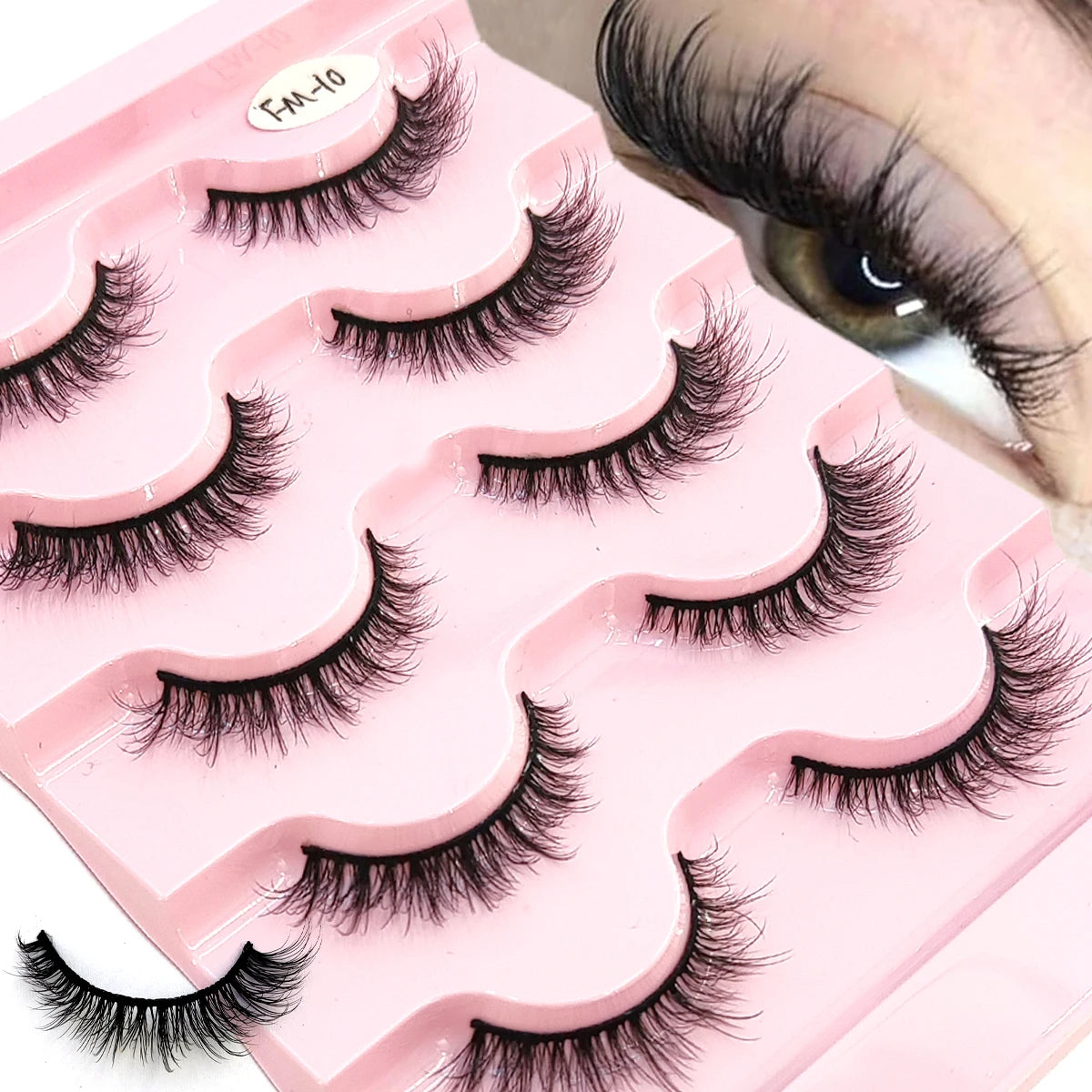 3D Fluffy Cat Eye Lashes – Soft, Wispy Natural Glam (5-Pair Set)
