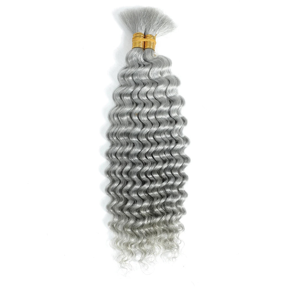 Human Braiding Hair for Boho Braids - 100g Deep Wave Bulk Human Hair (No Weft)