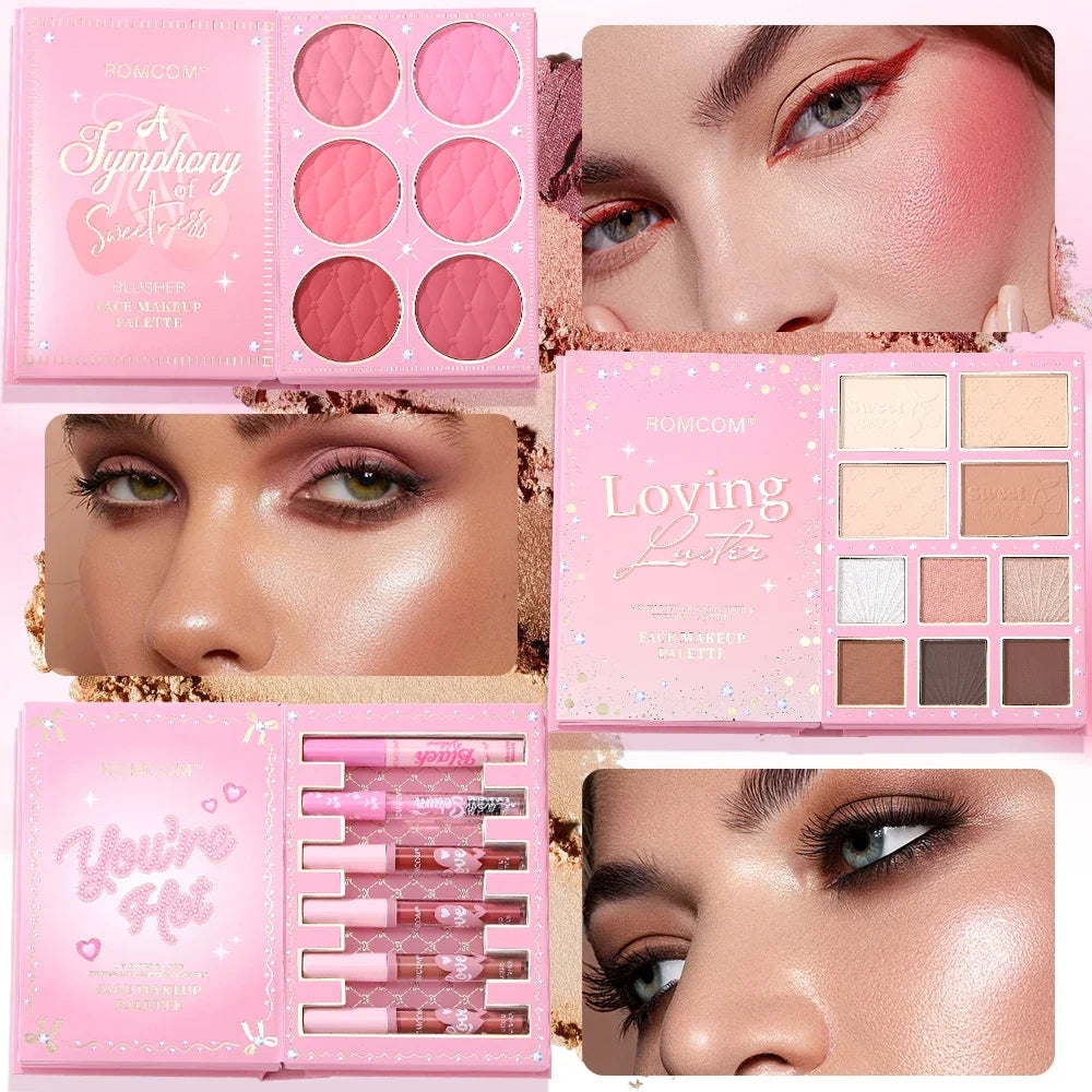 All-In-One Makeup Book – Full Face Palette (Eyes, Blush, Contour & Lip Gloss) 5-Layer Makeup Book – Complete Glam Kit