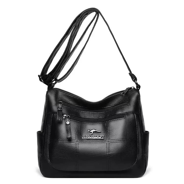 Versatile Large Capacity Shoulder Bag - Soft Leather Fashion Print Crossbody Bag for Leisure & Work