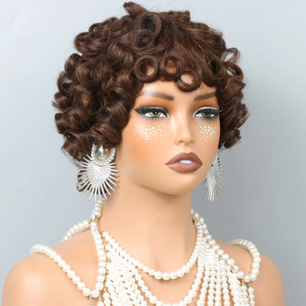 Short Curly Pixie Cut Human Hair Wig for Women - Brazilian Remy #27
