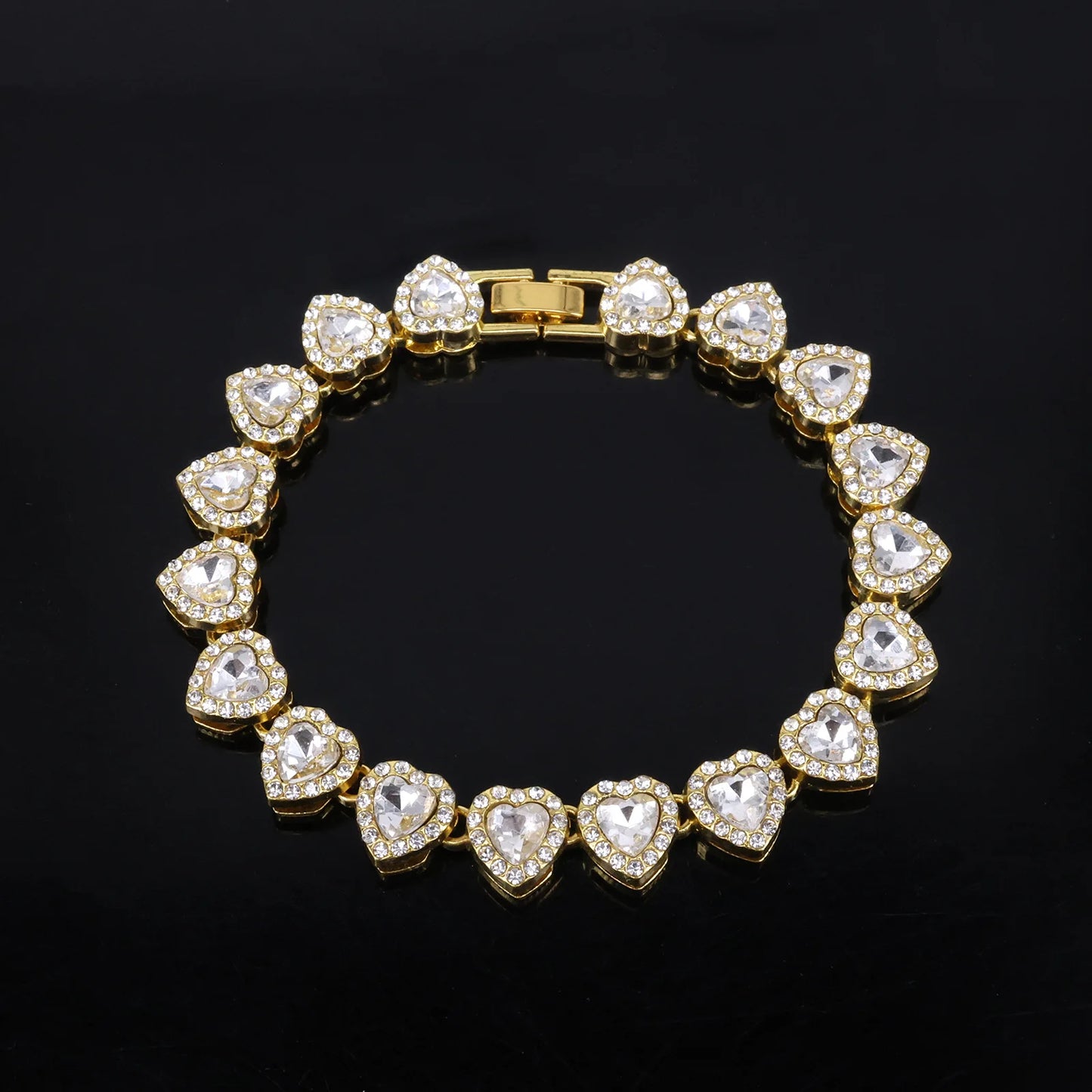 Iced-Out CZ Tennis Chain & Bracelet Set – Hip Hop Heart Pendant Jewelry