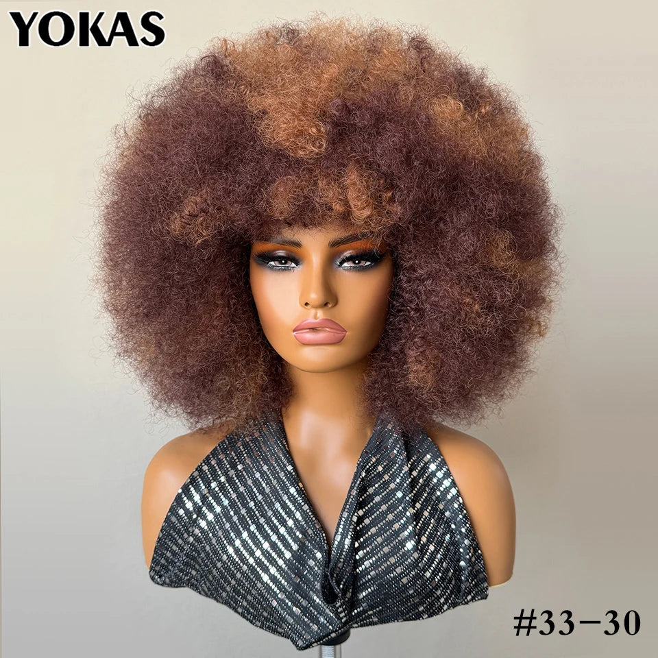 14" Short Kinky Curly Afro Wig – Heat Resistant Synthetic Fiber for Natural Volume