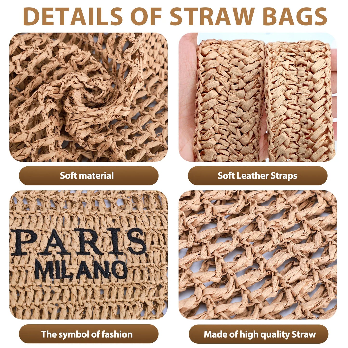 Handmade Woven Straw Beach Tote Bag for Women 🌴