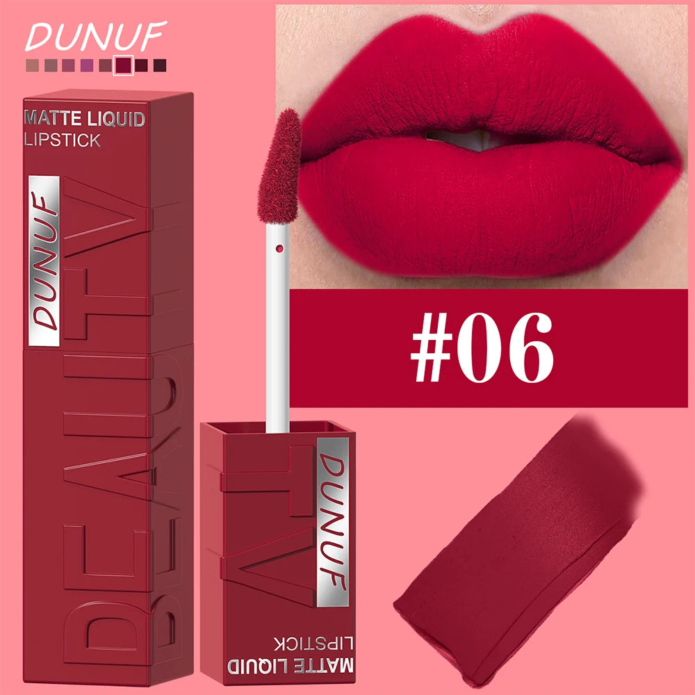 DUNUF Smooth Velvet Matte Lipstick – 3D Plumping & Waterproof
