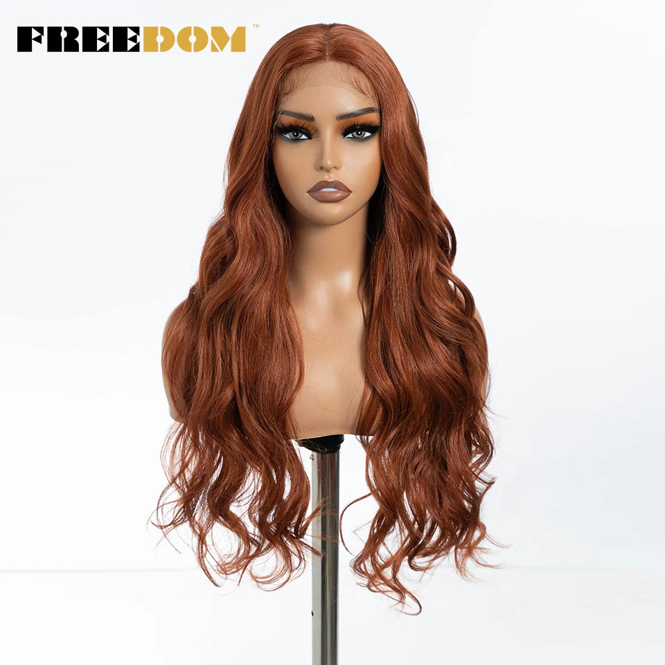 30" Long Wavy Synthetic Lace Front Wig - Freedom Body Wave Middle Part (Multi-Color)