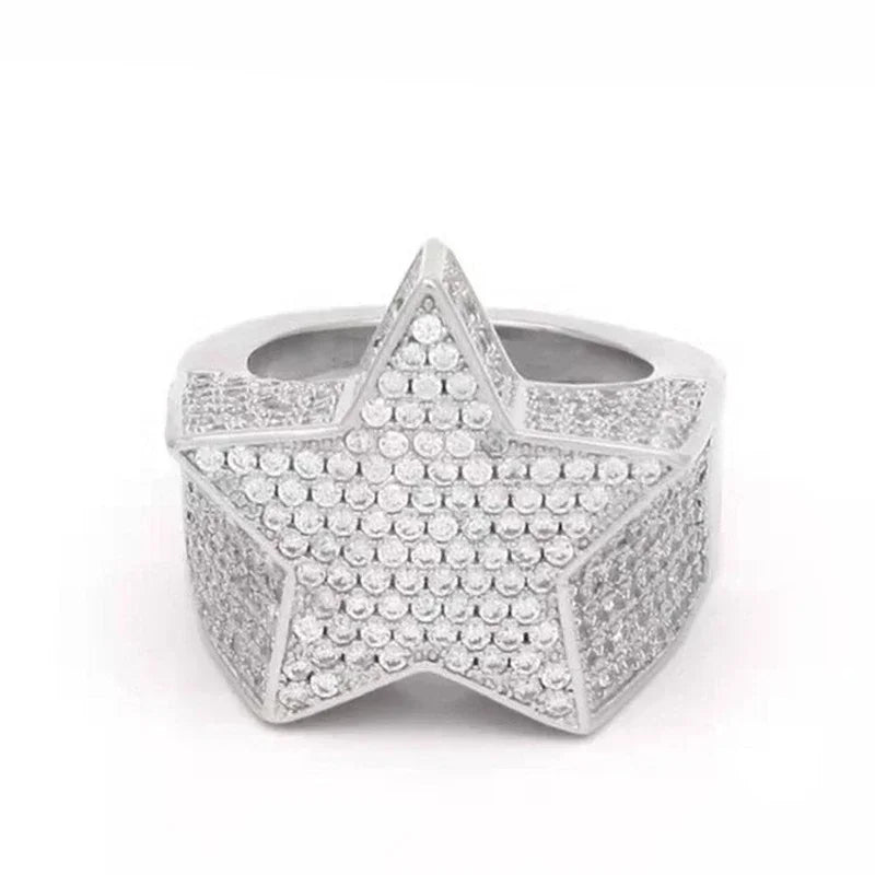 Iced Out Cubic Zirconia Ring – Hip Hop Bling Statement Ring for Men