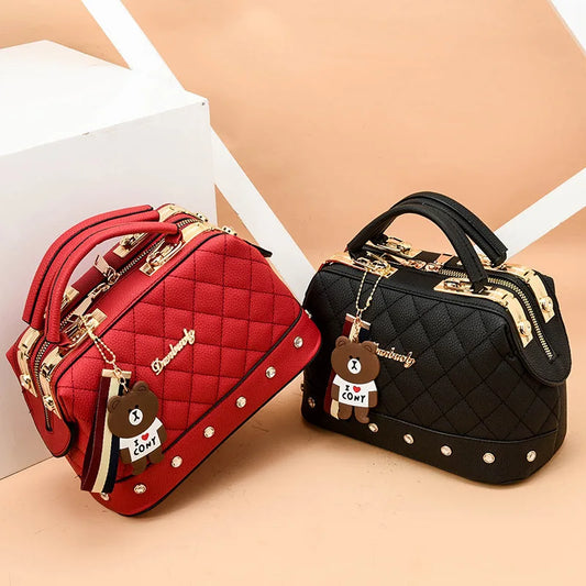 Luxury Rivet Designer Crossbody Bag – Elegant Small Square Shoulder Handbag
