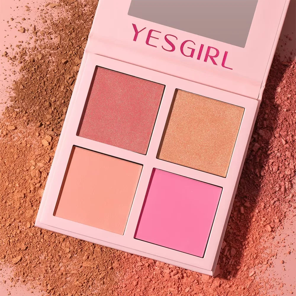 Soft Fog Matte Powder Blush Palette | Low-Saturation 4-Color Blusher for a Radiant Finish