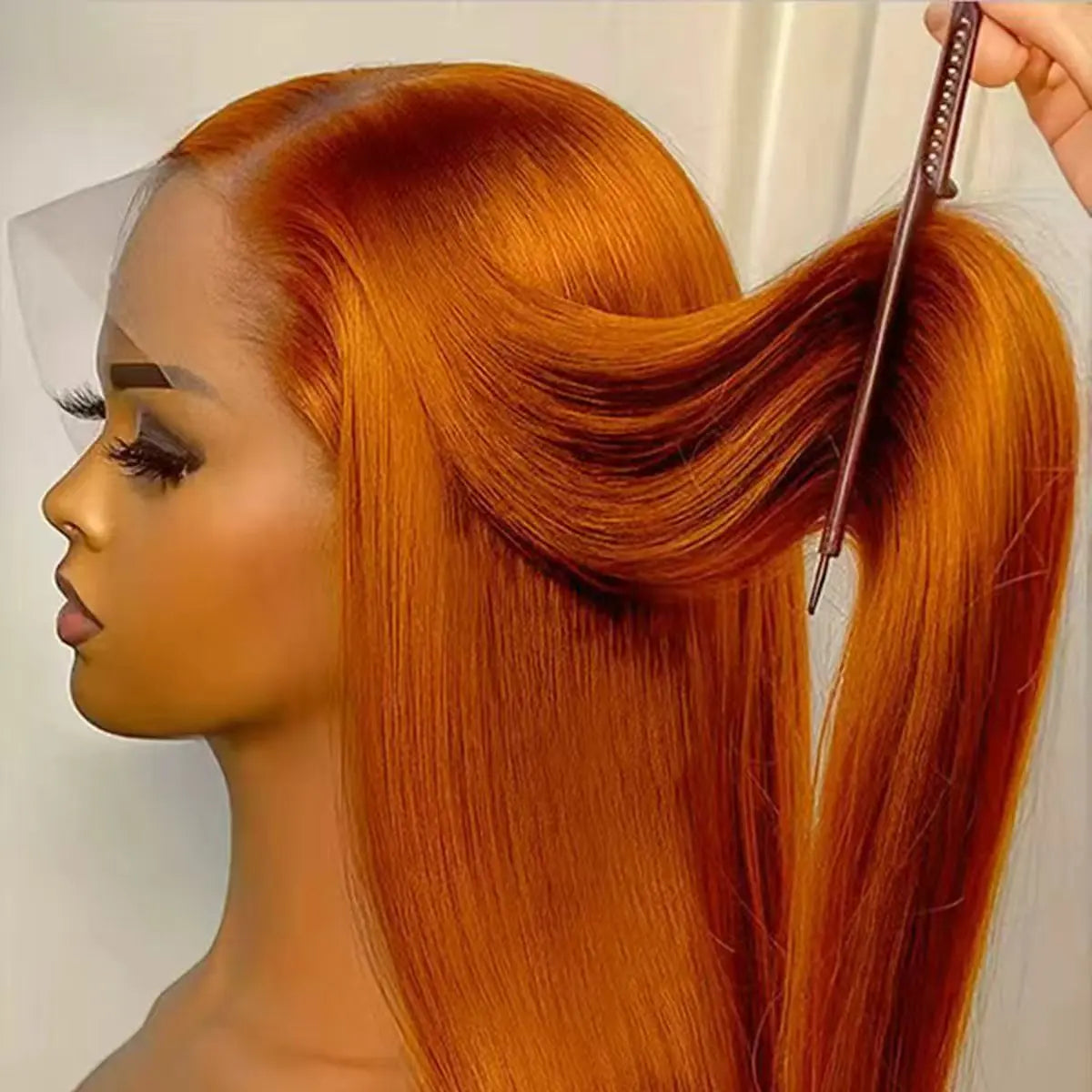 🔥 350 Ginger Orange Straight HD Lace Front Wig – 13x4 Pre-Plucked Brazilian Human Hair Wig, 250% Density