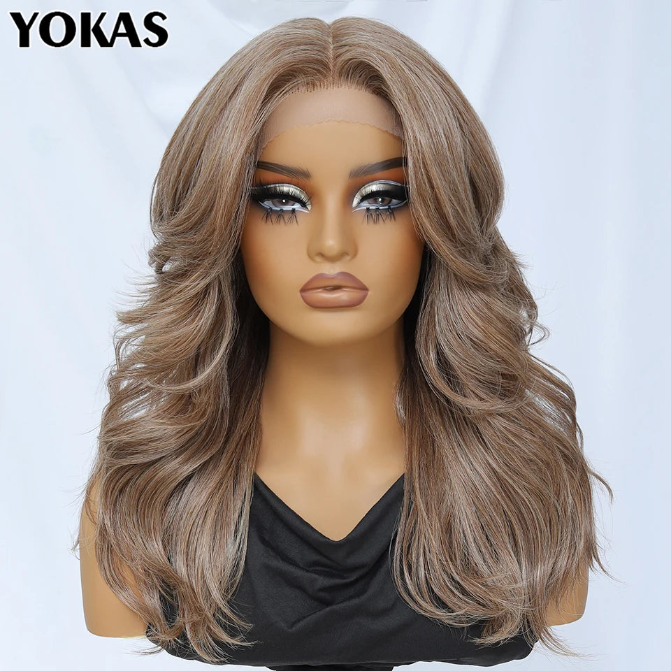18" Body Wave T-Part Synthetic Lace Front Wig with Baby Hair – Heat Resistant