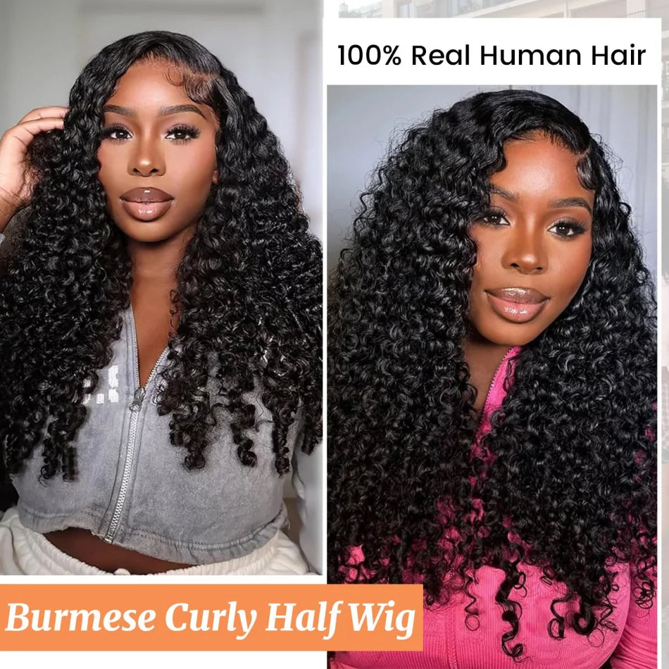 Burmese Deep Wave HD Lace Front Wig | Extra Long 40" Curly Human Hair | 13x6 Pre-Plucked Lace Frontal