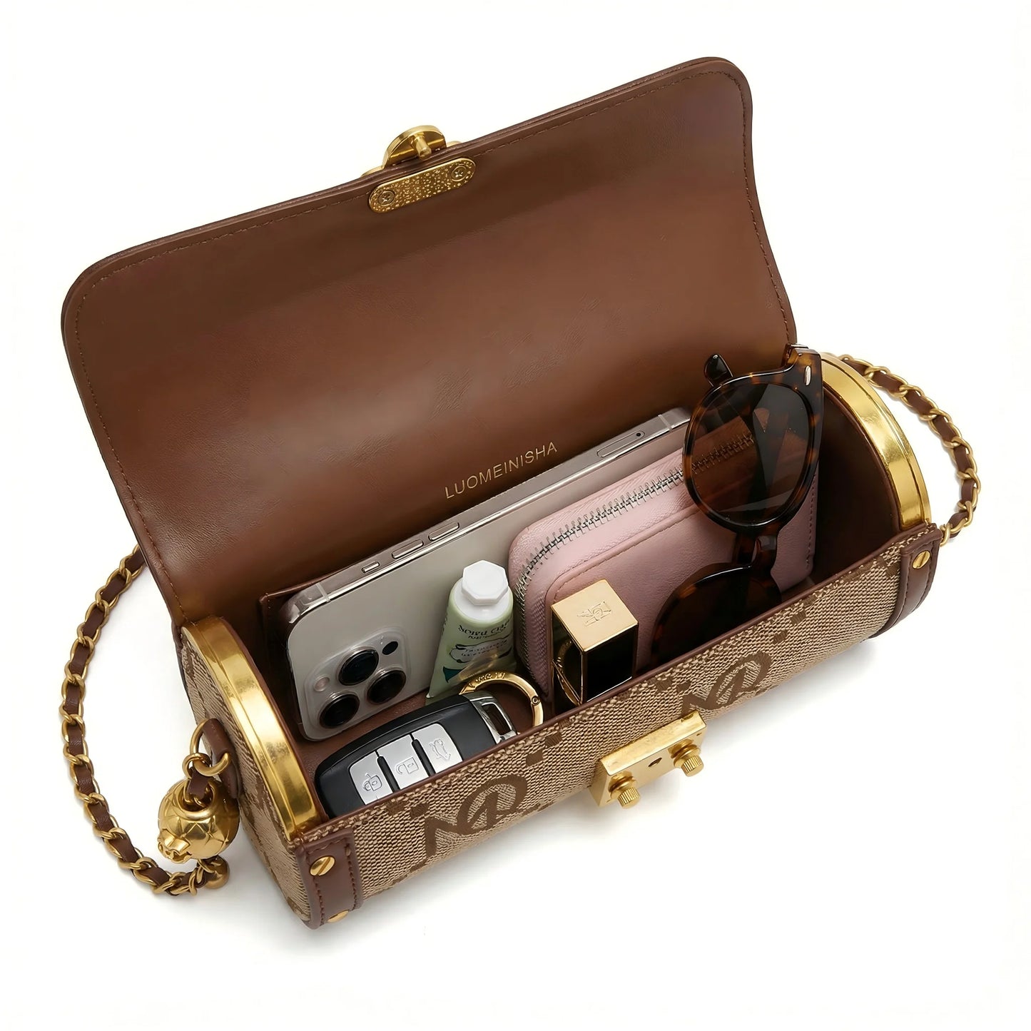 Cylinder Luxury Evening Bag – Designer Leather Shoulder Handbag
