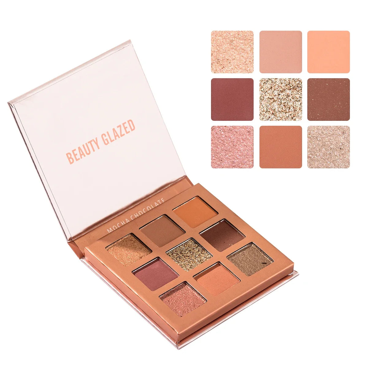 GLAZED Luxury 9-Color Eyeshadow Palette – Rich Shimmer & Matte Colors, Waterproof & Long-Wearing