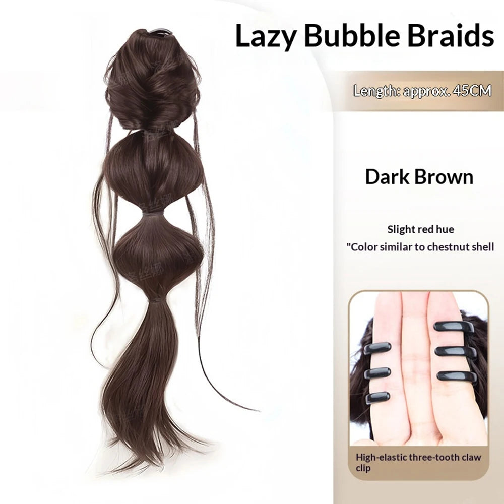Claw Clip Fluffy Bubble Braid Ponytail – Heat Resistant Synthetic Hair Extension