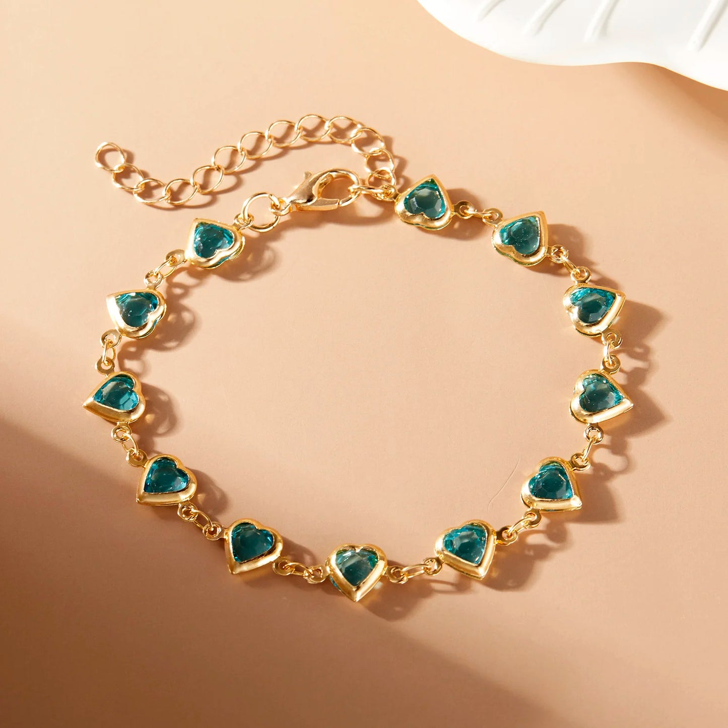 Elegant Ruby Red Crystal Heart Bracelet - Radiant Zircon Chain Jewelry