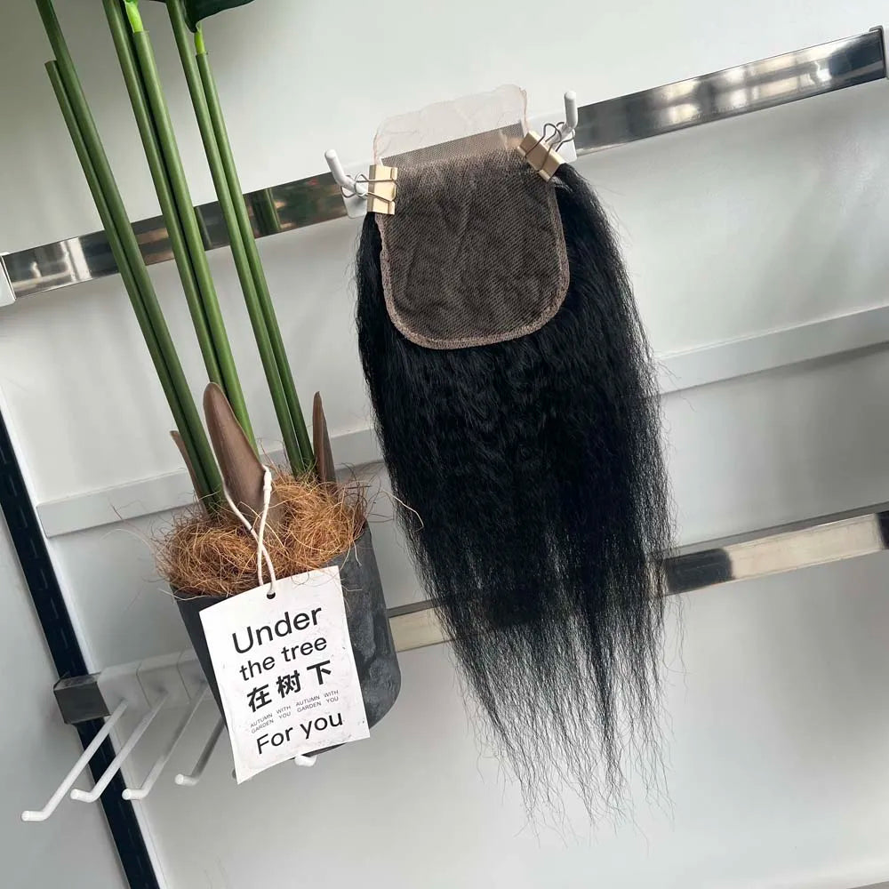 Kinky Straight Raw Virgin Hair Bundles with HD Lace Closure/Frontal Set