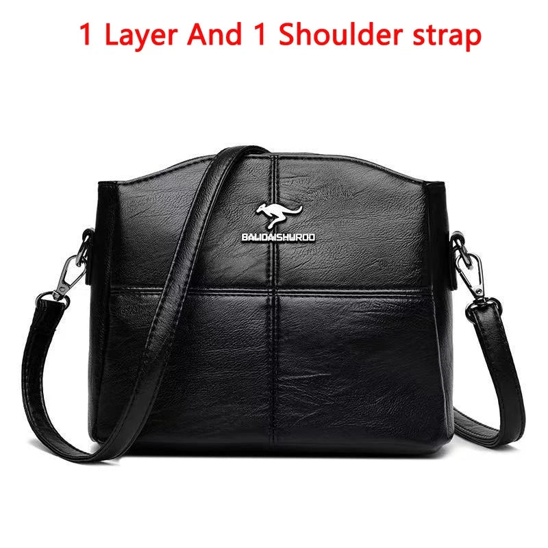 Versatile Large Capacity Shoulder Bag - Soft Leather Fashion Print Crossbody Bag for Leisure & Work