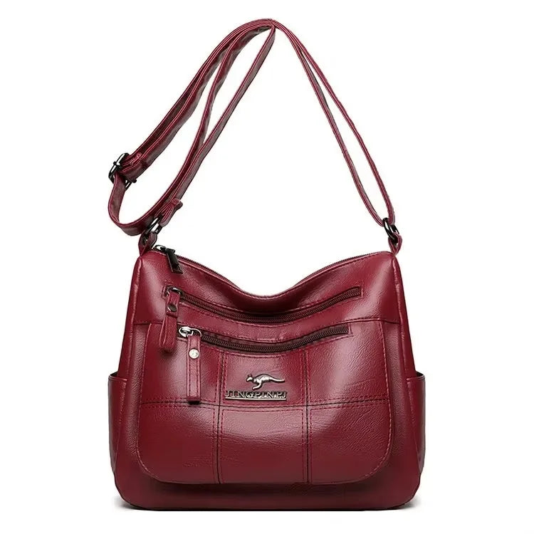 Versatile Large Capacity Shoulder Bag - Soft Leather Fashion Print Crossbody Bag for Leisure & Work