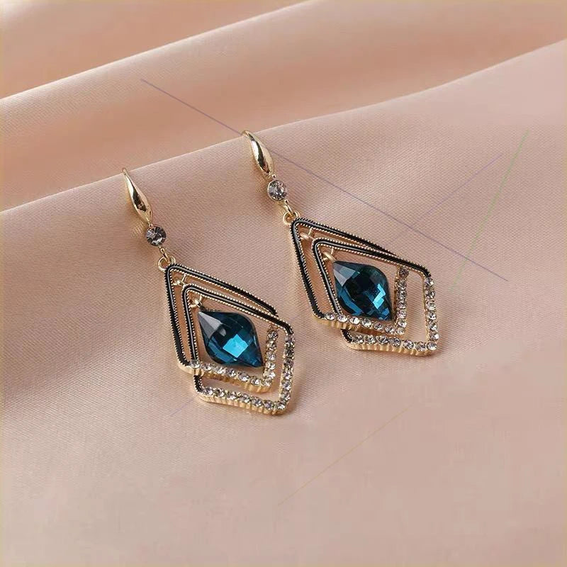 "Iris" Rainbow Zircon Gold Chain Drop Earrings