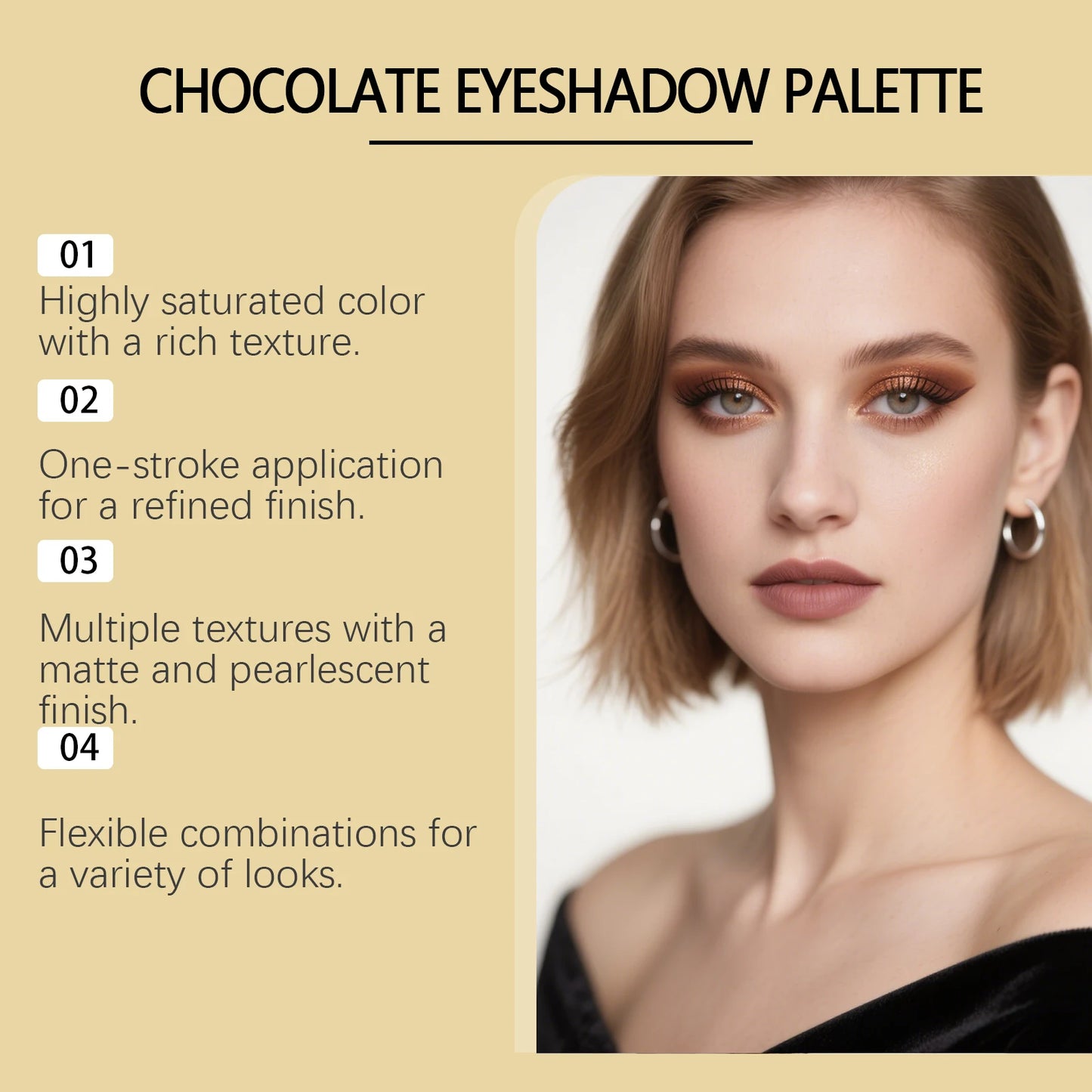 Chocolate Nude Eyeshadow Palette – Highly Pigmented Matte & Shimmer Everyday Makeup
