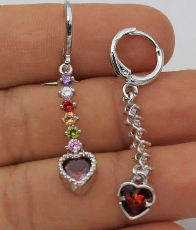 "Iris" Rainbow Zircon Gold Chain Drop Earrings