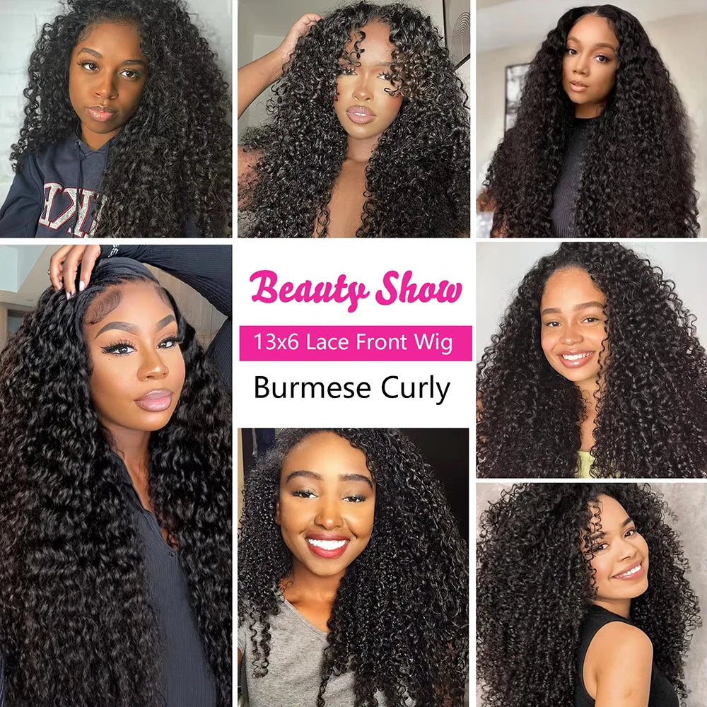 Ultra-Long 46" Burmese Curly Human Hair Wig | HD Lace Frontal & Glueless 7x6 Options | 200% Density