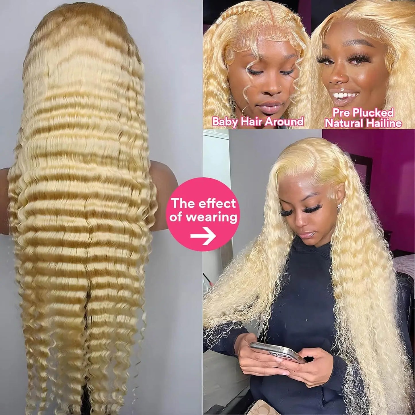 613 Honey Blonde Deep Wave Lace Wig | 30-Inch 200% Density Human Hair | HD Transparent Frontal