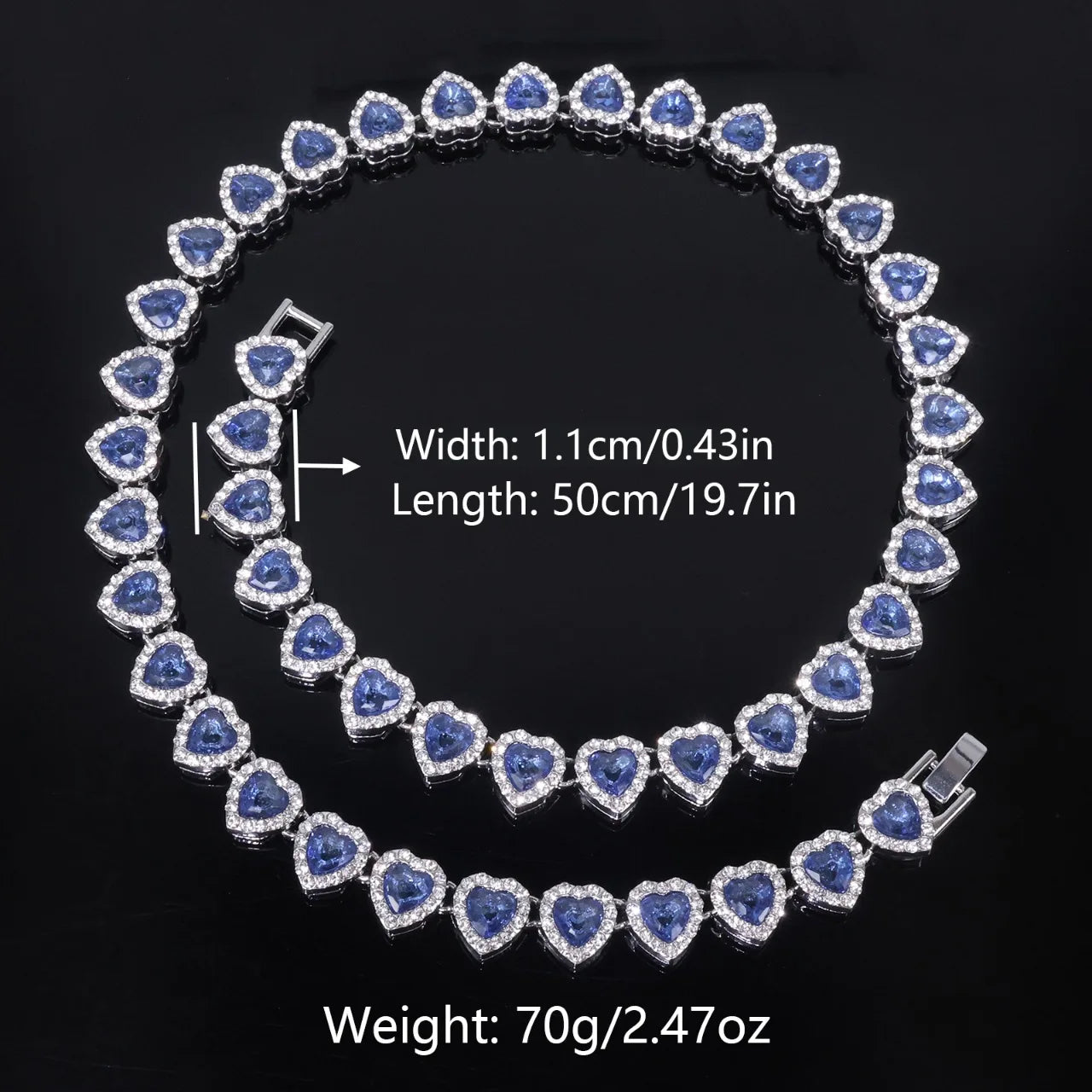 Iced-Out CZ Tennis Chain & Bracelet Set – Hip Hop Heart Pendant Jewelry