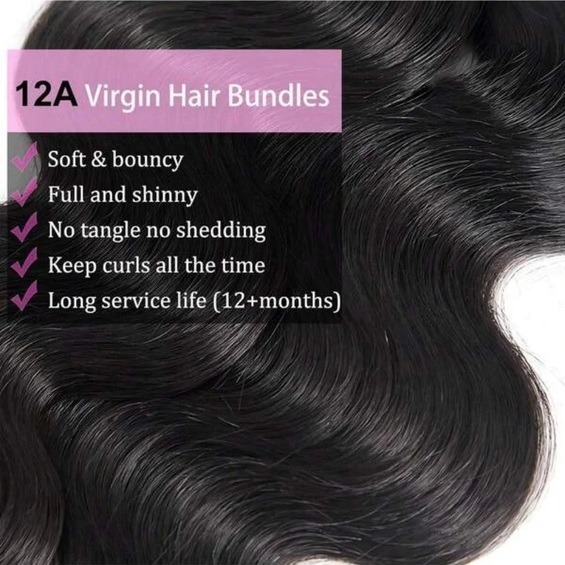 Luxury 42-Inch 12A Brazilian Virgin Body Wave Hair Bundles – Premium Unprocessed Human Hair Extensions