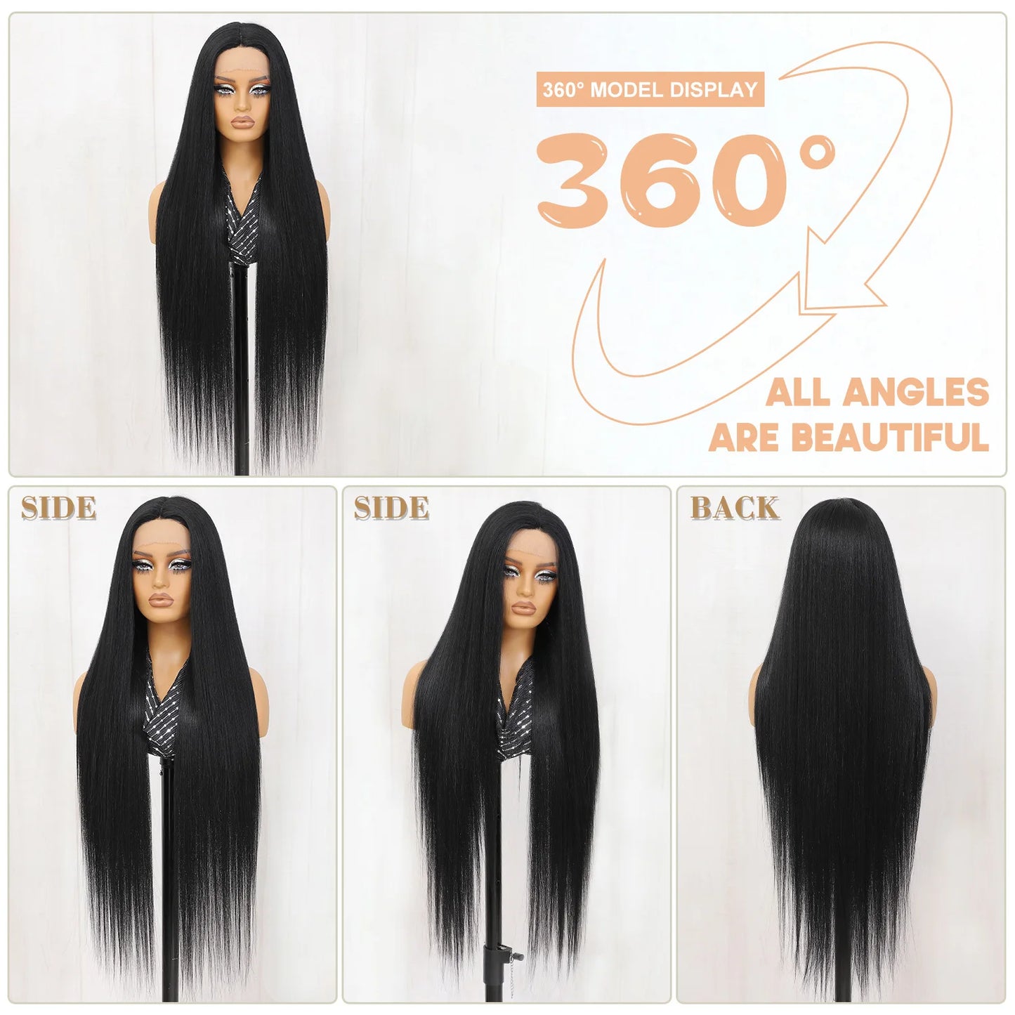 30" Straight 13x6 Lace Frontal – Natural Hairline Synthetic Wig