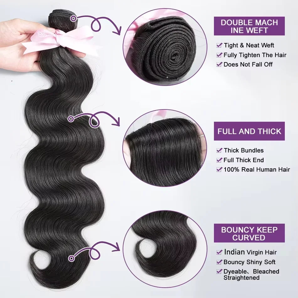 100% Raw Unprocessed Body Wave Bundles – 16A Grade Virgin Brazilian Hair Extensions