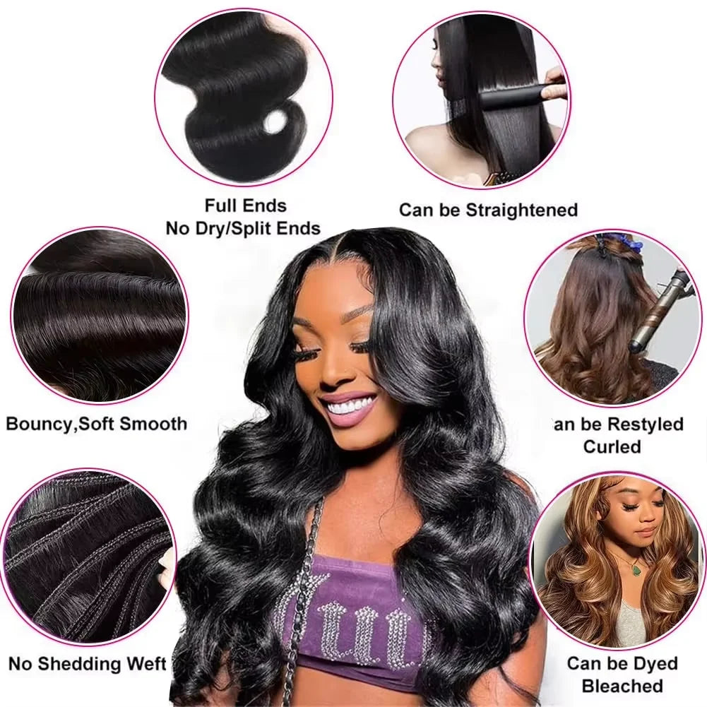 Luxury 3 & 4 Bundle Deals - 30-40" Body Wave Brazilian Human Hair Weave - Raw Unprocessed Virgin Hair