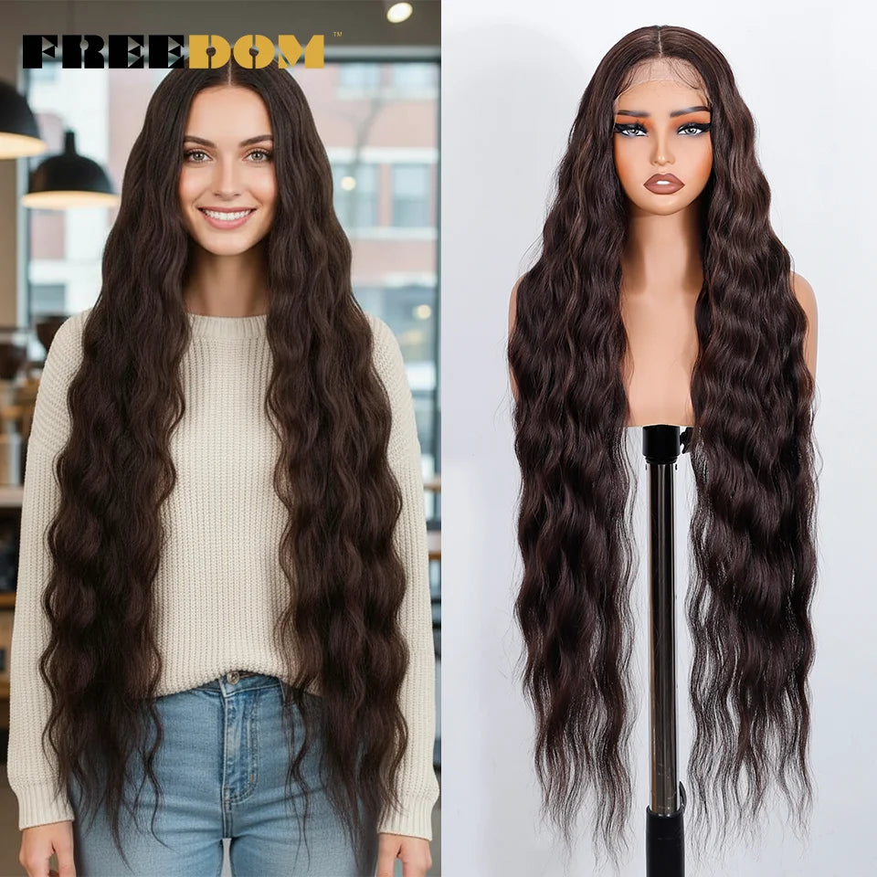 Long Deep Wavy Synthetic Lace Wig - Ombre Brown Blonde & White Cosplay Style