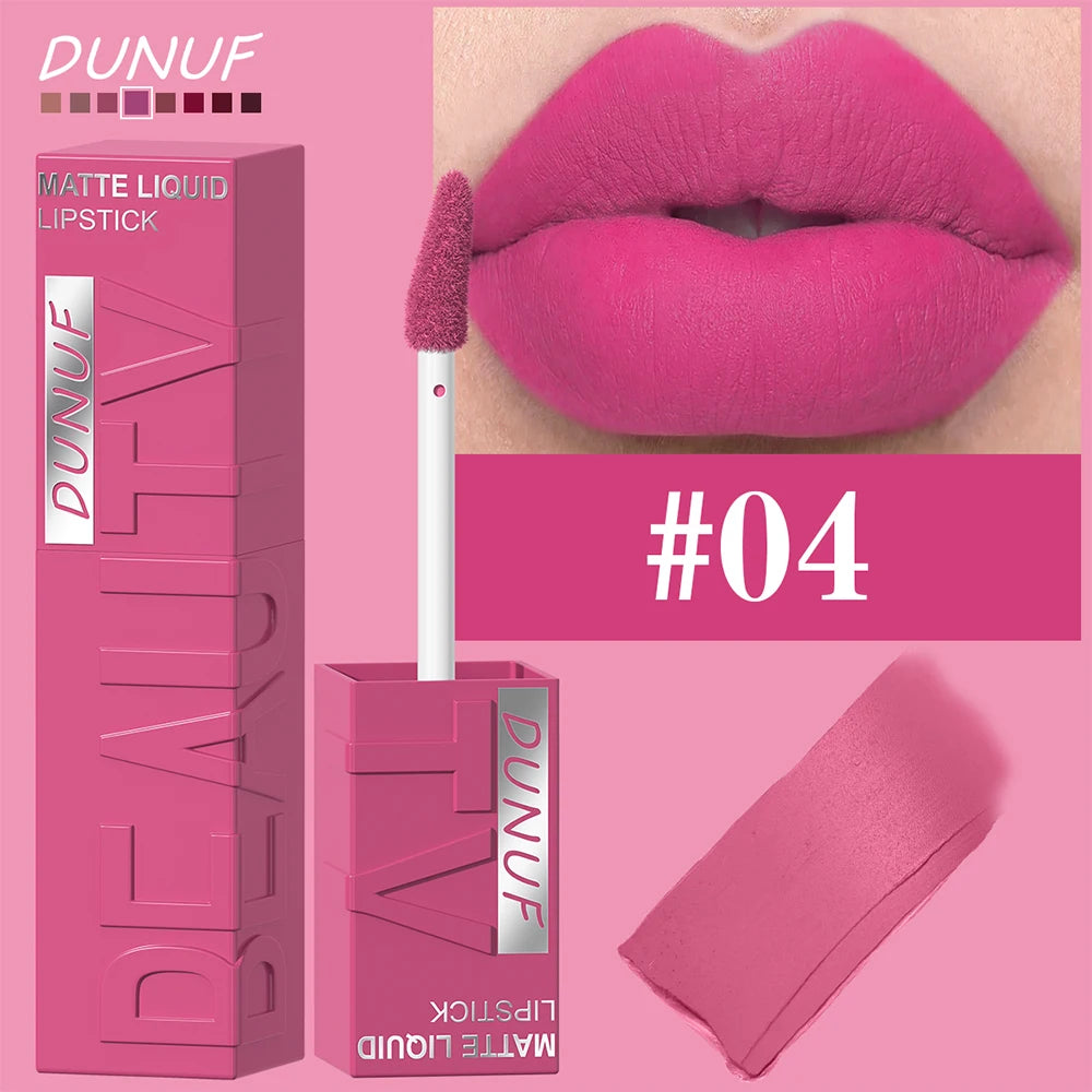 DUNUF Smooth Velvet Matte Lipstick – 3D Plumping & Waterproof